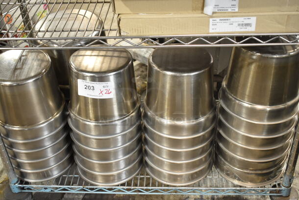 26 Stainless Steel Cylindrical Drop In Bins. 26 Times Your Bid!