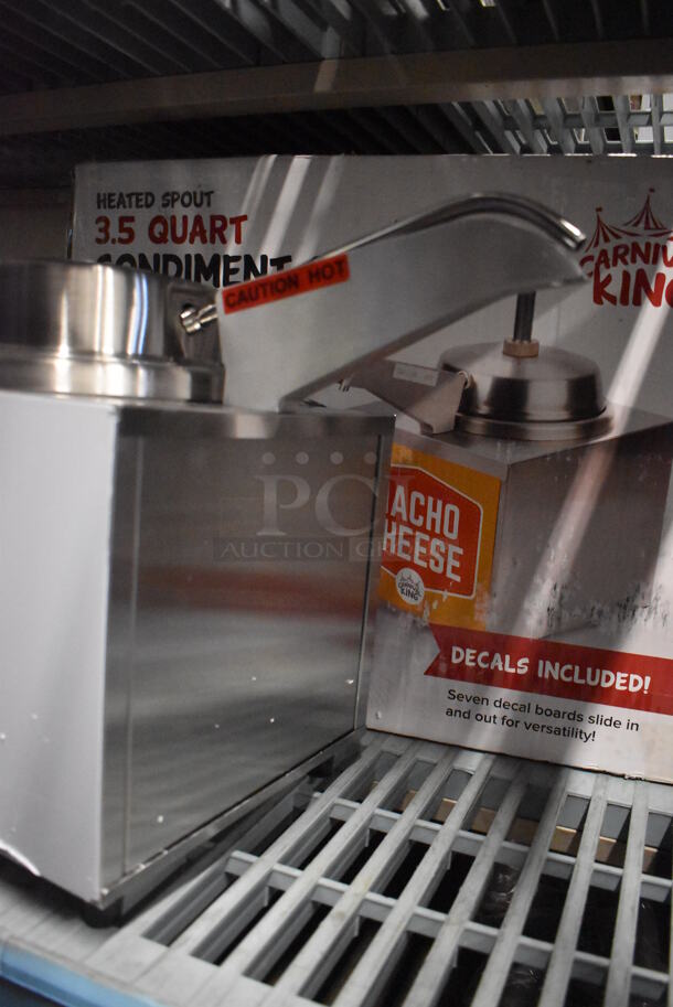 BRAND NEW IN BOX! Carnival King 382HSPW35 Stainless Steel Commercial Countertop Electric Powered 3.5 Qt. Warmer with Heated Spout and Pump. 120 Volts, 1 Phase. 9x17x12. Tested and Working! - Image 6 of 8