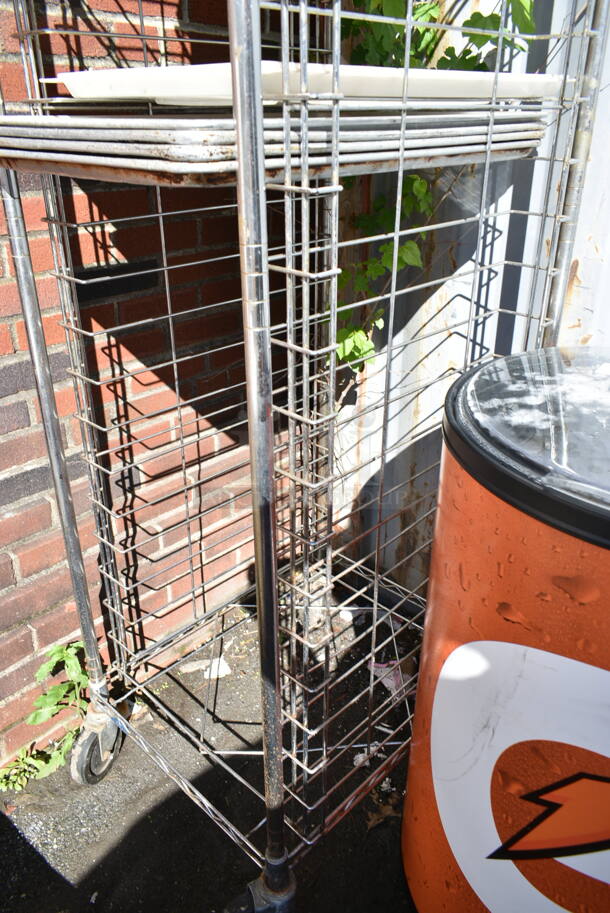 Metal Pan Transport Rack on Commercial Casters w/ Contents Including Colander and Metal Baking Pans.  - Image 4 of 4