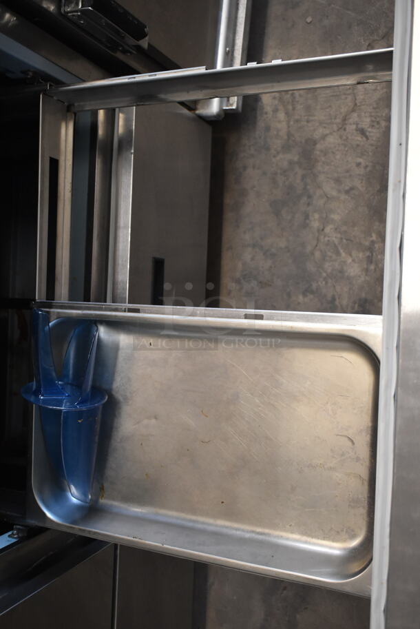 Delfield Stainless Steel Commercial Sandwich Salad Prep Table Bain Marie Mega Top w/ Over Shelf on Commercial Casters. 115 Volts, 1 Phase. Tested and Powers On But Does Not Get Cold - Image 9 of 10