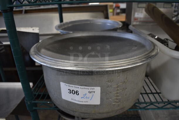 2 Metal Bowl Inserts for Rice Cooker w/ 1 Lid. 16x16x7. 2 Times Your Bid! - Image 1 of 3