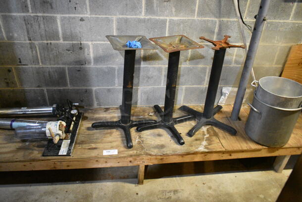 ALL ONE MONEY! Lot of Various Items Including Metal Table Bases and 2 Metal Stock Pots. (basement)  - Image 1 of 4