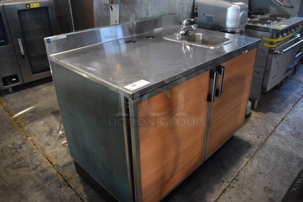 Duke Stainless Steel Counter w/ Sink Basin, Faucet, Handle and 2 Wood Pattern Doors. 48x30x40 - Image 4 of 8