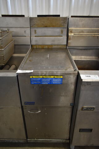 2019 Pitco Frialator 35C+S Stainless Steel Commercial Floor Style Propane Gas Powered Deep Fat Fryer on Commercial Casters. 90,000 BTU.