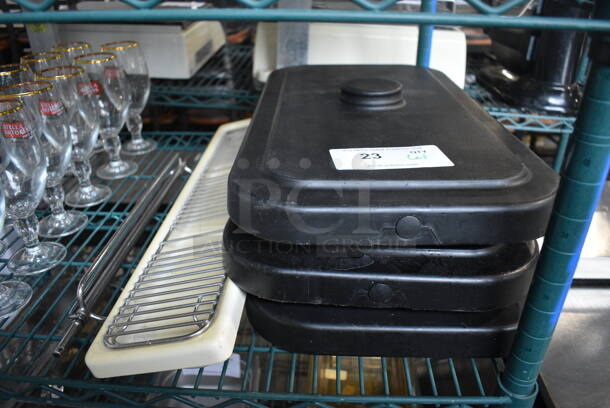 ALL ONE MONEY! Lot of 3 Black Poly Lids, Drip Tray w/ Grate and Auger for Taylor Ice Cream Machine