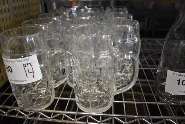 14 Glass Mugs. 5x3.5x6.5. 10 Times Your Bid!