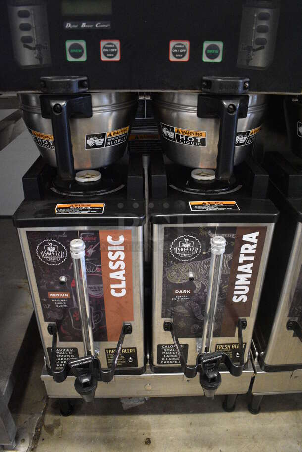 2012 Bunn Model DUAL SH DBC Stainless Steel Commercial Countertop Dual Coffee Machine w/ 2 Stainless Steel Brew Baskets and 2 Bunn Model SH SERVER Satellite Servers. 120/208-240 Volts, 1 Phase. 18x24x36. Tested and Working! - Image 4 of 6