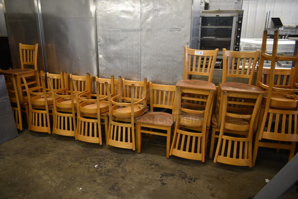 20 Wood Pattern Dining Height Chairs w/ Vertical Back Rest Bars. 20 Times Your Bid! - Image 2 of 4