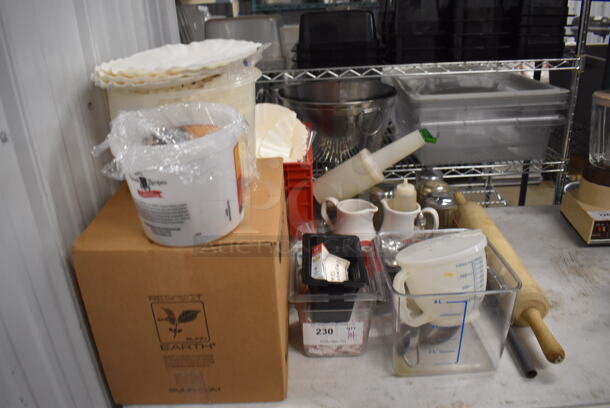 ALL ONE MONEY! Lot of Various Items Including Brew Basket Filters, Sugar Shakers and Poly Bins