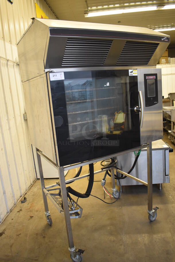 LATE MODEL! Blodgett BLCT-62 H / CPE 2.06 Stainless Steel Commercial Electric Powered Combi Oven w/ Hoodini Hood on Commercial Casters. 208 Volts, 3 Phase. 44x41x84 - Image 3 of 10