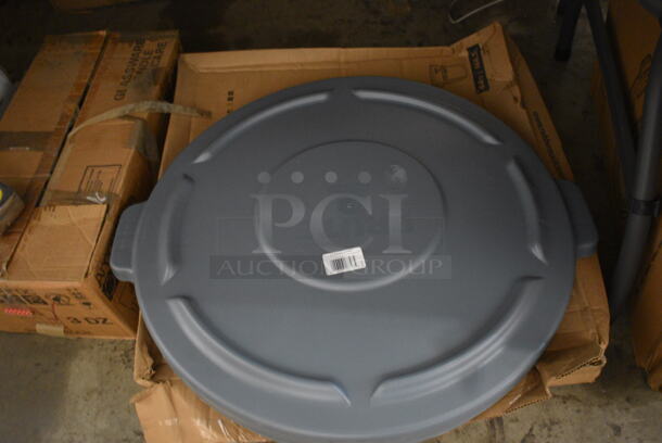 4 BRAND NEW IN BOX! Rubbermaid Brute Gray Poly Trash Can Lids! 24x22x1. 4 Times Your Bid!