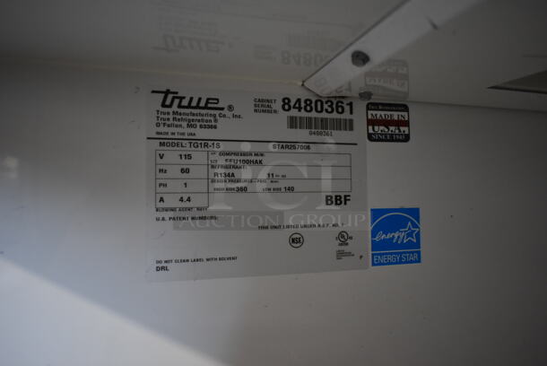 2015 True TG1R-1S ENERGY STAR Stainless Steel Commercial Single Door Reach In Cooler w/ Poly Coated Racks on Commercial Casters. 115 Volts, 1 Phase. Tested and Working! - Image 7 of 7