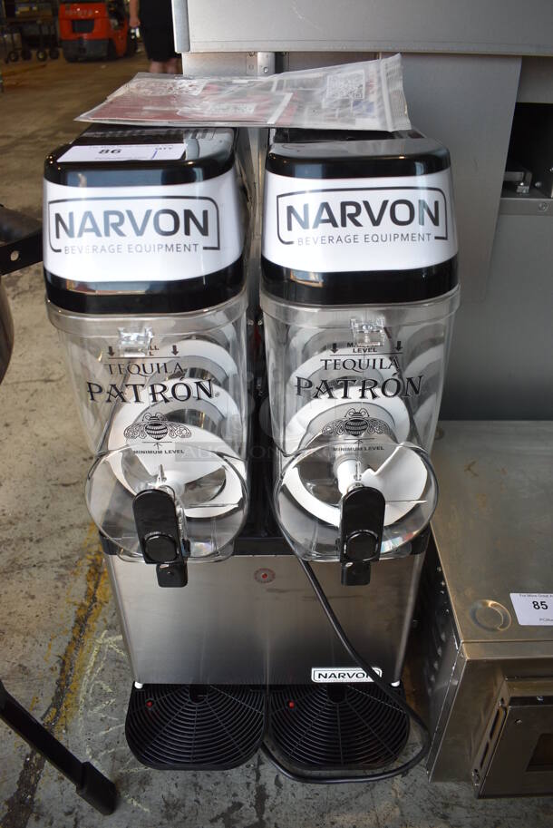 Narvon Model 2785M2 Metal Commercial Countertop 2 Hopper Slushie Machine. 115 Volts, 1 Phase. 16x20x33. Tested and Powers On But Does Not Get Cold