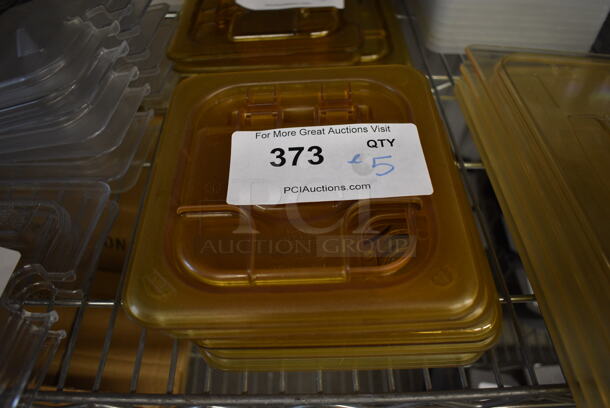 ALL ONE MONEY! Lot of 5 Amber Colored Poly 1/6 Size Drop In Bin Lids! - Image 1 of 2
