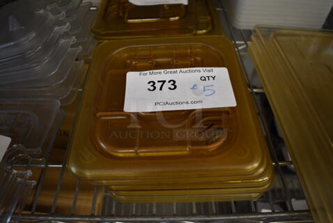 ALL ONE MONEY! Lot of 5 Amber Colored Poly 1/6 Size Drop In Bin Lids!