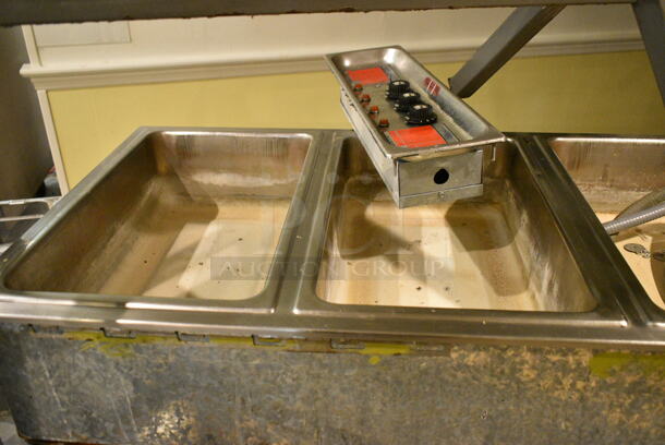 Buffet Station w/ 2 Steam Table Inserts and Sneeze Guard. BUYER MUST REMOVE: Bring Tools and Manpower Needed To Remove This Item. This Unit Was In Working Condition When the Restaurant Closed. (main dining room) - Image 3 of 9