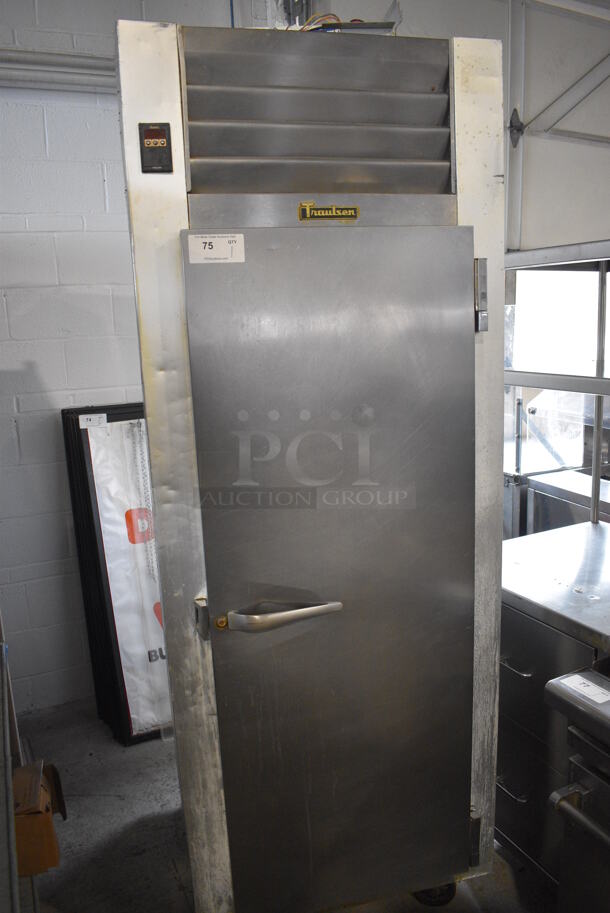 Traulsen Model G12010 Stainless Steel Commercial Single Door Reach In Freezer w/ Poly Coated Racks on Commercial Casters. 115 Volts, 1 Phase. 30x34x83. Tested and Powers On But Temps at 56 Degrees - Image 3 of 6