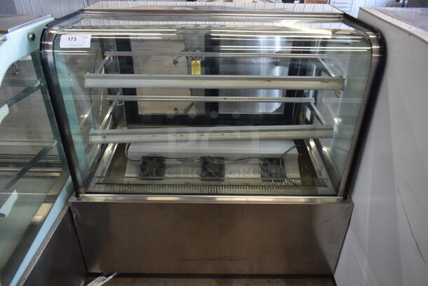 Stainless Steel Commercial Floor Style Deli Display Case Merchandiser. See Picture For Crack on Side Pane. Tested and Powers On But Does Not Get Cold - Image 1 of 7
