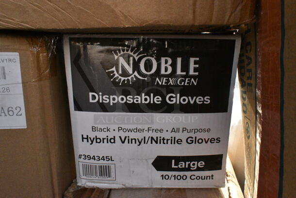 23 BRAND NEW Boxes Including 130CLFKSNH Choice Clear Heavy Weight Wrapped Plastic Cutlery Pack with Napkin - 500/Case, 394345LNoble NexGen Powder-Free Disposable Black Hybrid 3 Mil Thick Gloves - Large - 1000/Case, 394345L Noble NexGen Powder-Free Disposable Black Hybrid 3 Mil Thick Gloves - Large - 1000/Case, 433NACHOL Carnival King Large Two Compartment Plastic Nacho Tray - 500/Case, 433W20SHBGC Choice 20 lb. Shorty White Paper Bag - 500/Case, 245CPB10WHTPRINT Choice 10" x 10" x 2" White Corrugated Pizza Box - 50/Case. 23 Times Your Bid!  - Image 10 of 12