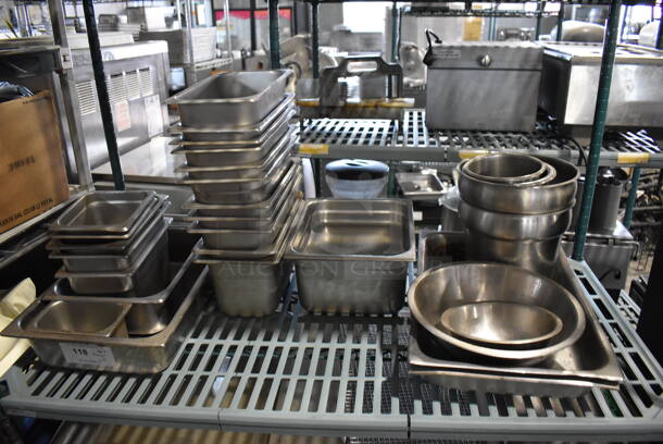 ALL ONE MONEY! Tier Lot of Various Metal Including Cylindrical Bins and Drop In Bins. Includes 1/6x6, 1/2x6 - Image 1 of 12