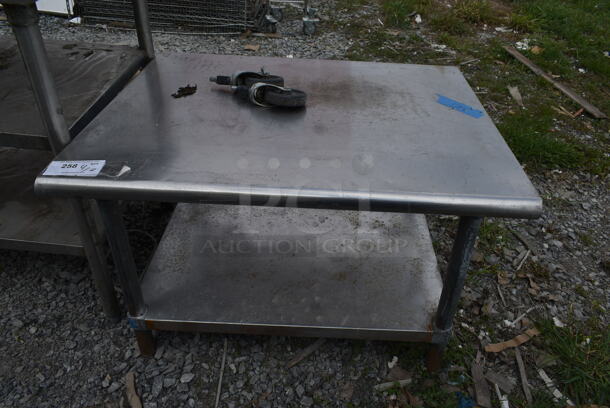 Stainless Steel Commercial Equipment Stand w/ Metal Under Shelf and 1 Caster. 