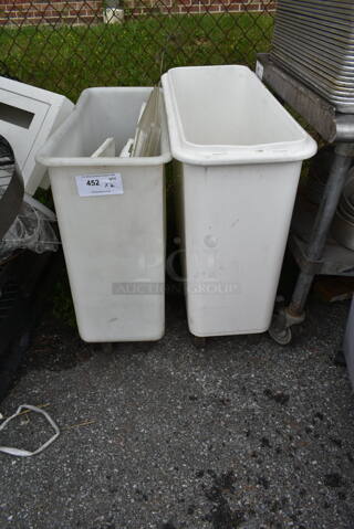 2 White Poly Ingredient Bins on Casters. 2 Times Your Bid!