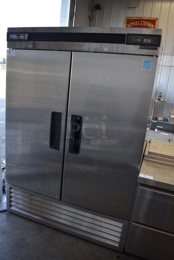 BlueAir BSR49 ENERGY STAR Stainless Steel Commercial 2 Door Reach In Cooler w/ Poly Coated Racks and Commercial Casters. 115 Volts, 1 Phase. 54x32x78. Tested and Working! - Image 2 of 7