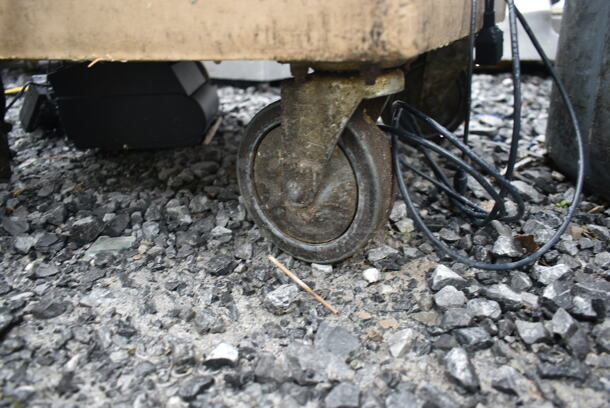 Tan Poly Dish Caddy Dolly w/ Push Handle and Contents Including Uninterruptible Power Supply on Commercial Casters. - Image 4 of 6