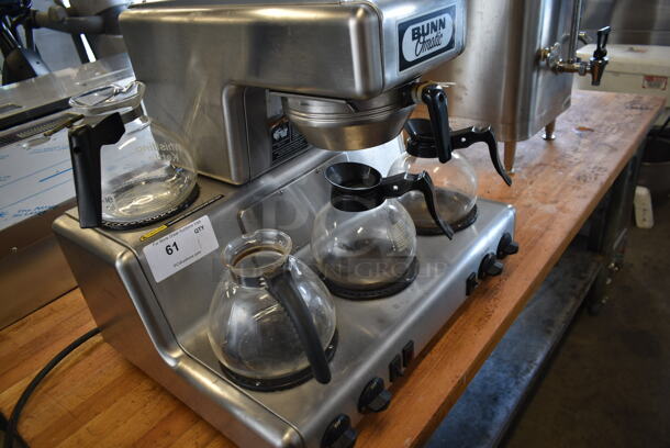 Bunn Stainless Steel Commercial Countertop 5 Burner Coffee Machine w/ Metal Brew Basket and 3 Coffee Pots. - Image 4 of 7