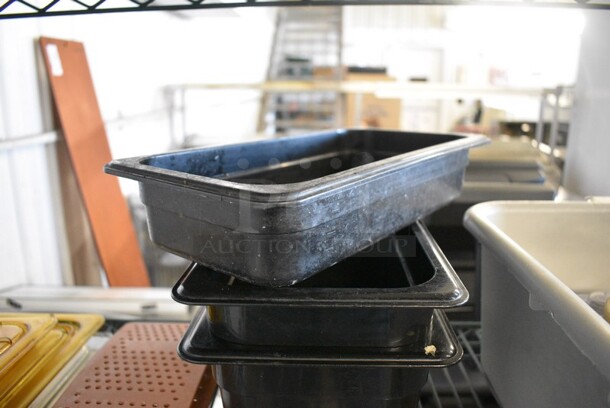 ALL ONE MONEY! Lot of 3 Various Black Poly 1/3 Size Drop In Bins. Includes 1/3x6 & 1/3x2.5. - Image 3 of 4