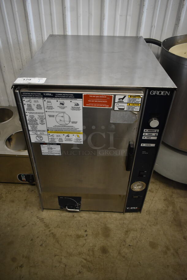 Groen Stainless Steel Commercial Countertop Electric Powered Single Deck Steam Cabinet. 208 Volts, 3 Phase.. 