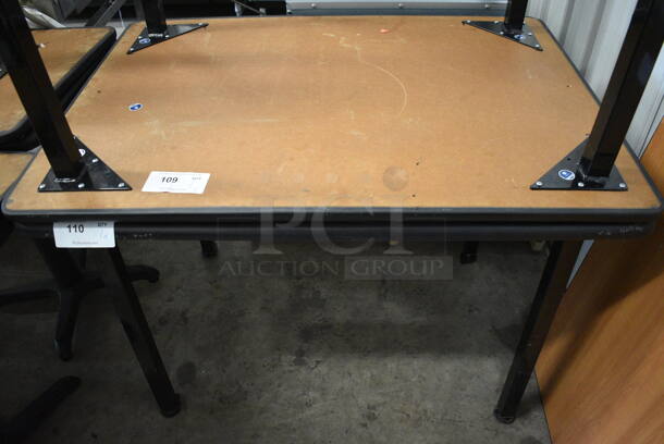 Wood Pattern Wheelchair Accessible Table on 4 Black Metal Table Legs. Stock Picture - Cosmetic Condition May Vary. 42x30x30 - Image 2 of 3