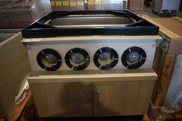 BRAND NEW! Royston 62091046-633 Metal Soda Station w/ 4 Cup Dispensers and 2 Doors. 36x37x32
