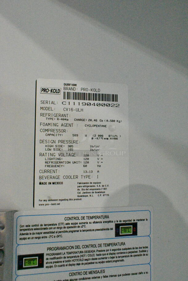 Pro-Kold CV16-ULH Metal Commercial Single Door Reach In Freezer Merchandiser w/ Poly Coated Racks on Commercial Casters. 115 Volts, 1 Phase. Tested and Working! - Image 6 of 6