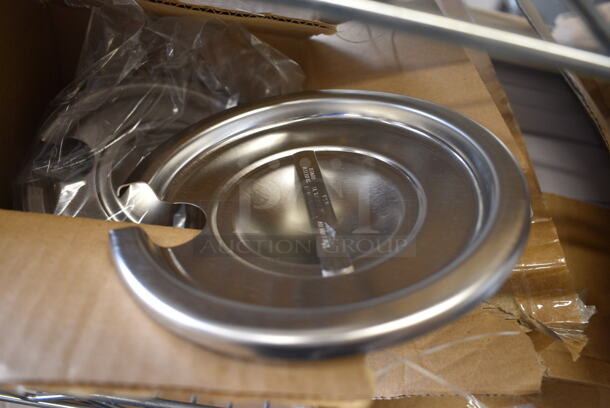 12 BRAND NEW IN BOX! Vollrath Stainless Steel Round Lids. 5.75x5.75x1. 12 Times Your Bid!