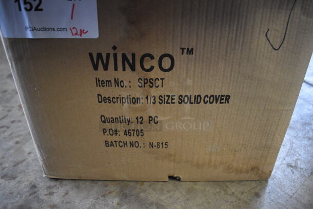 12 BRAND NEW IN BOX! Winco SPSCT Stainless Steel 1/3 Size Drop In Bin Lids. 12 Times Your Bid! - Image 3 of 3