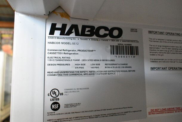 Habco SE12 Metal Commercial Single Door Reach In Cooler Merchandiser w/ Poly Coated Racks. 115 Volts, 1 Phase. Tested and Working! - Image 4 of 4