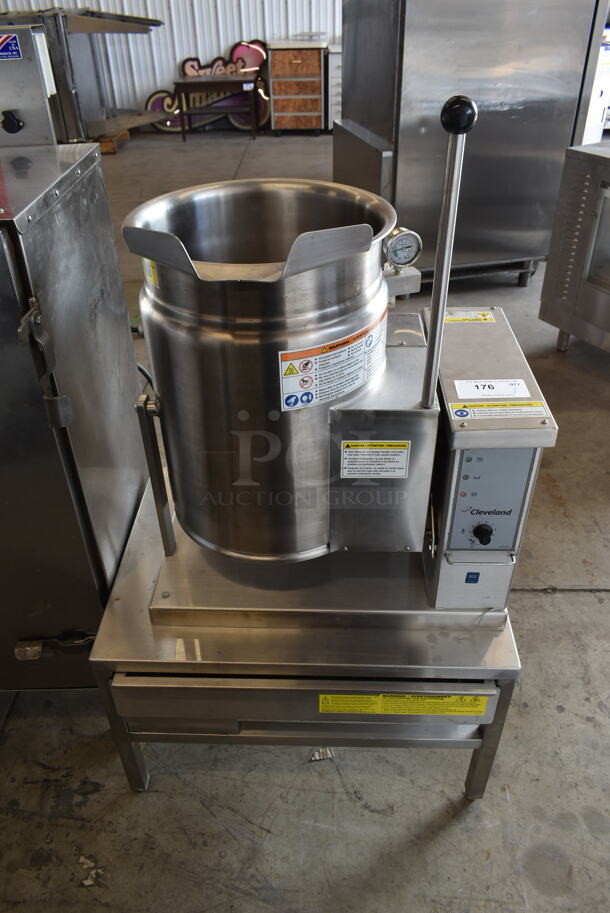 2014 Cleveland KGT-6-T Stainless Steel Commercial Natural Gas Powered Floor Style 6 Gallon Tilting Steam Kettle. 34,000 BTU.  - Image 1 of 9