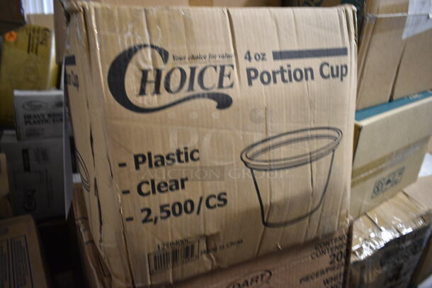 PALLET LOT of 35 BRAND NEW Boxes Including 2 Box 395TO991 EcoChoice 9" x 9" x 3" Compostable Sugarcane / Bagasse 1 Compartment Take-Out Box - 200/Case, 2 Box 395TO993 EcoChoice 9" x 9" x 3" Compostable Sugarcane / Bagasse 3 Compartment Takeout Container - 200/Case, Choice Portion Cup, 2 Box 394365L Noble Large Gloves, Choice 100260CH00260CH Take Out Containers, Dart 80HT1R 8" x 7 1/2" x 2" White Foam Square Take Out Container with Hinged Lid - 200/Case, 17622STPNLCL Choice 22 oz. Clear SAN Plastic Paneled Tumbler - 12/Pack, Choice 4 oz Portion Cups, 129MCR24B Choice 24 oz. Black Round Microwavable Heavy Weight Container with Lid 7 1/4" - 150/Case, 2454/97 Chardonnay Glasses, 129MCR32B Choice 32 oz. Black Round Microwavable Heavy Weight Container with Lid 7 1/4" - 150/Case, Visions Black Plastic Tray, Choice Cling Film, 395TO991 EcoChoice 9" x 9" x 3" Compostable Sugarcane / Bagasse 1 Compartment Take-Out Box - 200/Case, 2 Box 130BGKFSNSPH Visions Heavy Weight Beige Wrapped Plastic Cutlery Pack with Napkin and Salt and Pepper Packets - 500/Case, Ceiling Mount Heat Lamp. 35 Times Your Bid! - Image 6 of 12