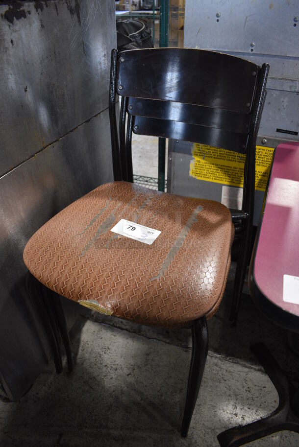 3 Wooden Dining Chairs w/ Woven Brown Seat. 16x18x32. 3 Times Your Bid! - Image 2 of 3