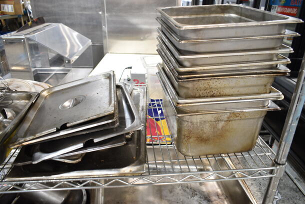 ALL ONE MONEY! Two Tier Lot of Various Items Including Stainless Steel Drop In Bins, Lids, Metal Bread Baskets, Bowls.  - Image 5 of 8