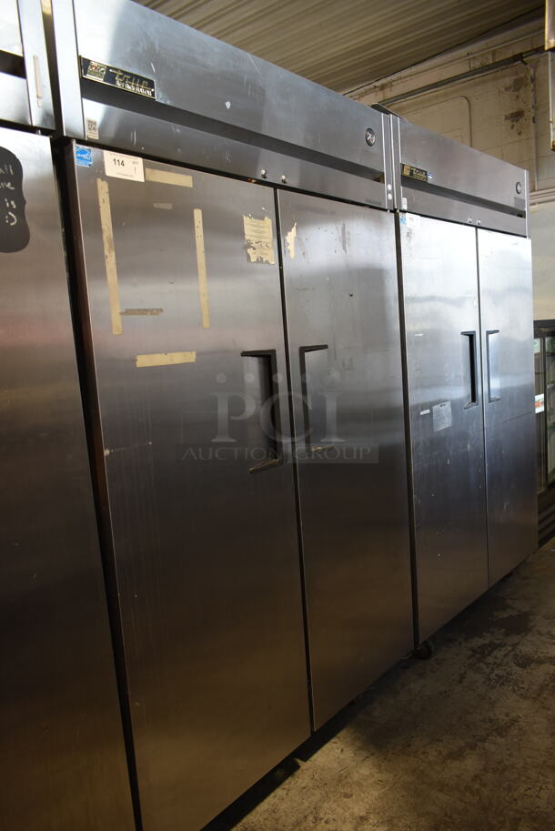 2014 True TG2R-2S ENERGY STAR Stainless Steel Commercial 2 Door Reach In Cooler w/ Poly Coated Racks on Commercial Casters. 115 Volts, 1 Phase. Tested and Working! - Image 1 of 9