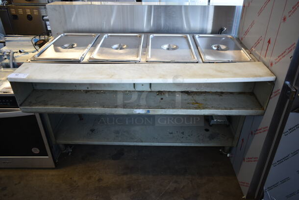 Stainless Steel Commercial Floor Style 4 Well Steam Table w/ Under Shelf on Commercial Casters. - Image 1 of 6