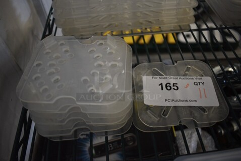 ALL ONE MONEY! Lot of 11 Clear Poly 1/6 Size Drop In Bin Strainers. 