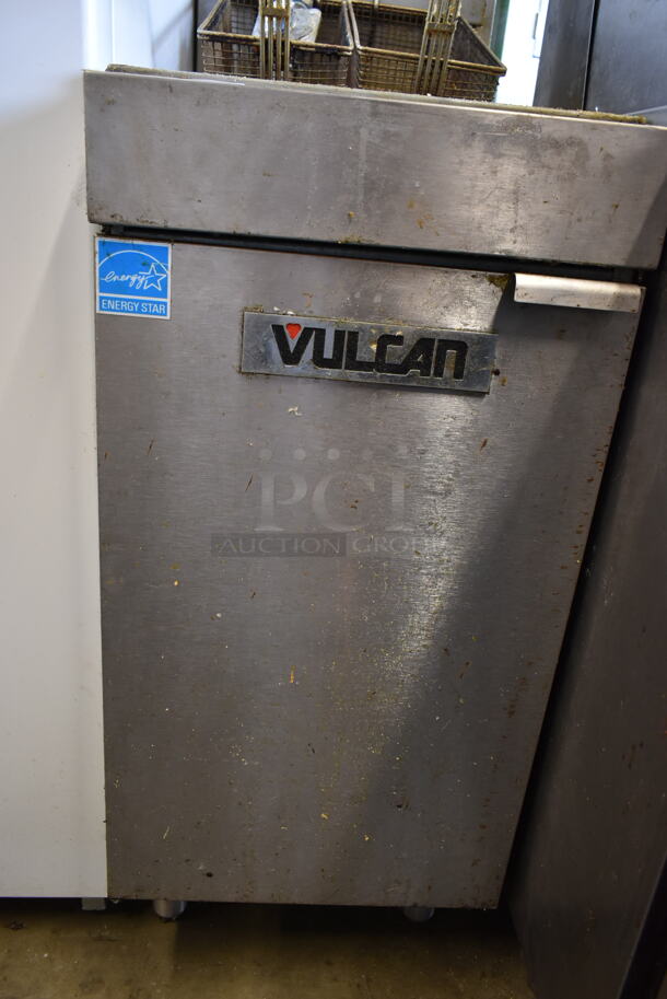 Vulcan 1VEG35M-1 Stainless Steel Commercial Natural Gas Powered Deep Fat Fryer w/ 2 Metal Fry Baskets. 69,000 BTU.  - Image 5 of 8