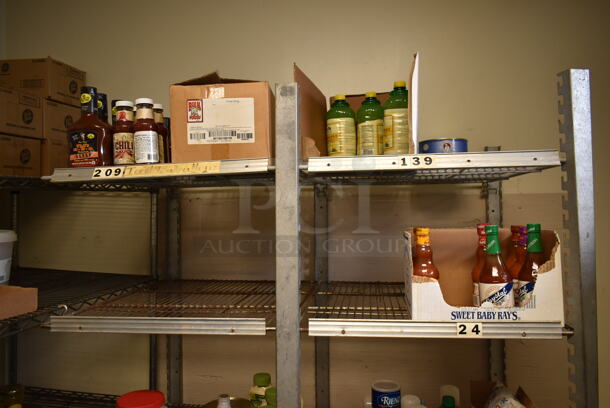 Wire Shelving Units. Does Not Come w/ Contents. BUYER MUST REMOVE: BUYER MUST DISMANTLE. PCI CANNOT DISMANTLE FOR SHIPPING. PLEASE CONSIDER FREIGHT CHARGES. (dish room) - Image 5 of 12