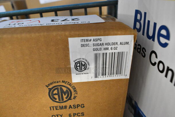 5 BRAND NEW SCRATCH AND DENT! Items Including 3 Box 267020000 Choice Dominion 4 1/4" 18/0 Stainless Steel Demitasse Spoon - 12/Case, 2 Box American Metalcraft ASPG 6 oz. Gold Oval Hammered Aluminum Sugar Packet / Cube Holder. 5 Times Your Bid!  - Image 6 of 6