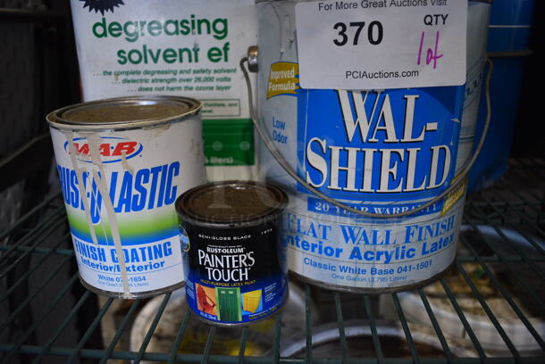ALL ONE MONEY! Lot of Various Items Including Kerosene Barrel, Degreasing Solvent, Wal Shield Flat Wall Finish, Coating and Painters Touch Latex Paint! - Image 2 of 6