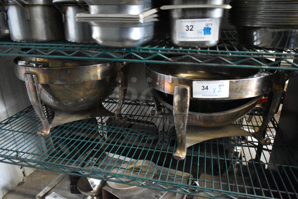 2 Stainless Steel Round Chafing Dish. 2 Times Your Bid!