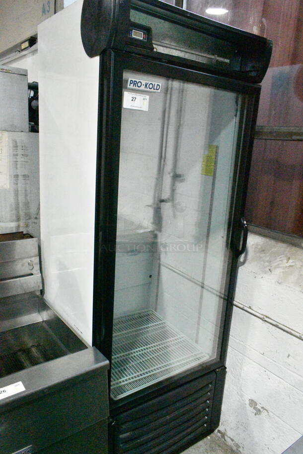Pro-Kold CV16-ULH Metal Commercial Single Door Reach In Freezer Merchandiser w/ Poly Coated Racks on Commercial Casters. 115 Volts, 1 Phase. Tested and Powers On But Does Not Get Cold - Image 1 of 6